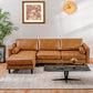 105 Feet Air Leather L-Shaped Sectional Sofa with Chaise Lounge and 2 Bolster Pillows