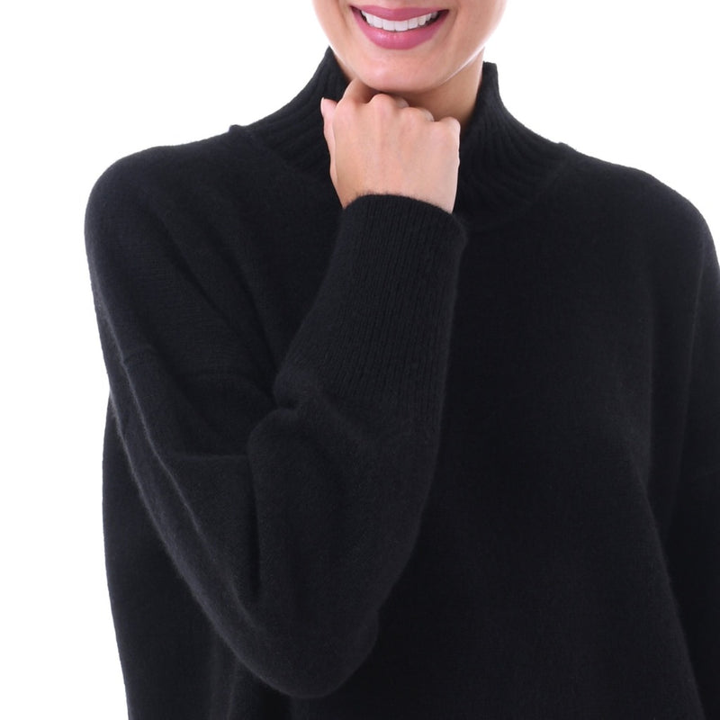 St Ives Plain Slouchy Cashmere jumper Black Marilyn Moore