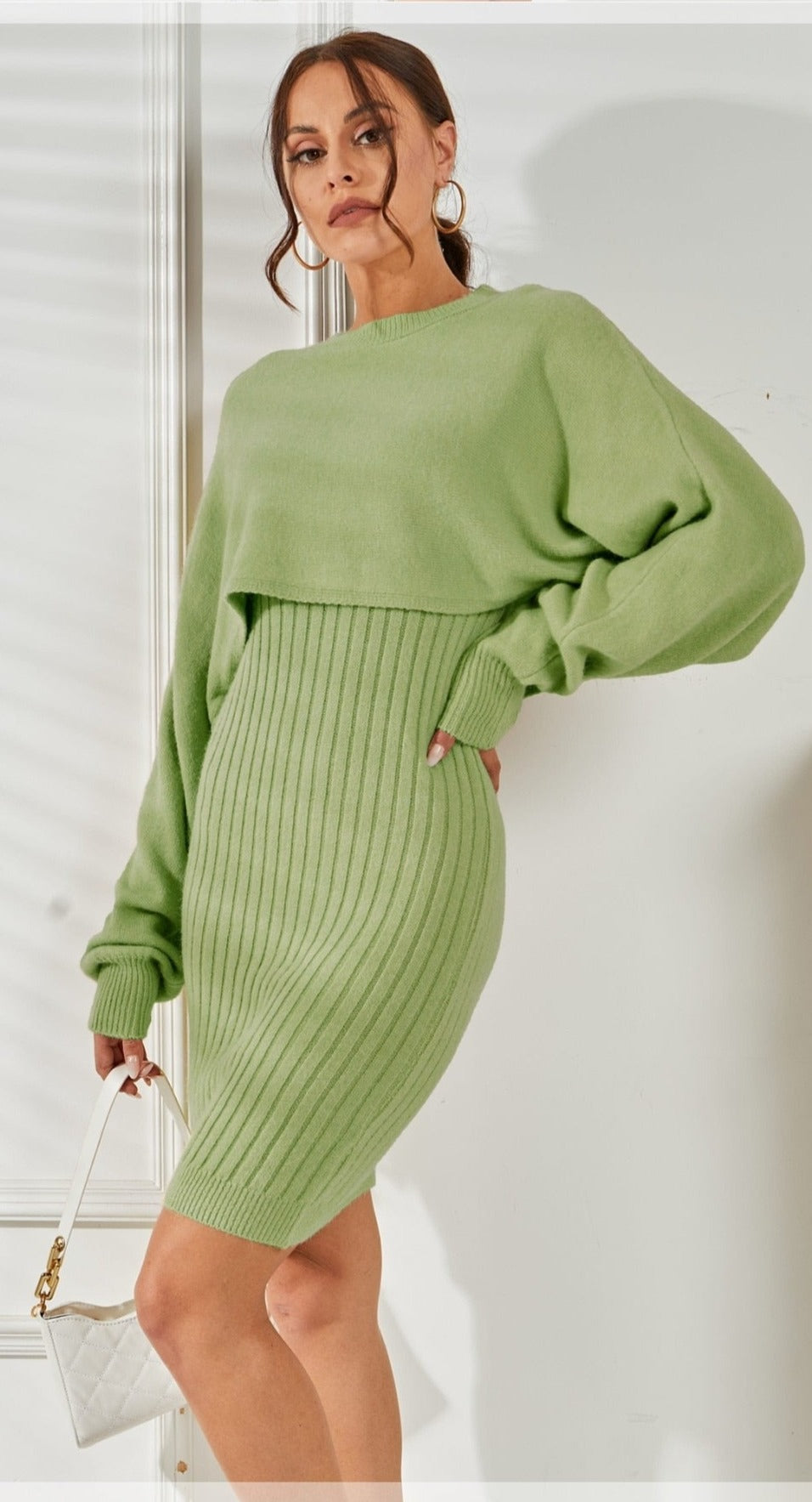 Green / S - Dixie Knit Sweater Two Piece Dress – SunsetFashionLA
