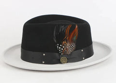 Black and White Men's Fedora Felt Wool Hat Style No-THE BROADWAY - DESIGN MENSWEAR