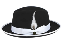 Black and White Trim Steven Land Men's Australian Wool Hat Style-The Domingo - DESIGN MENSWEAR