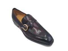 Carrucci Brown Men's dress Single Monk Strap Shoes with modern buckle KS509-47 - DESIGN MENSWEAR