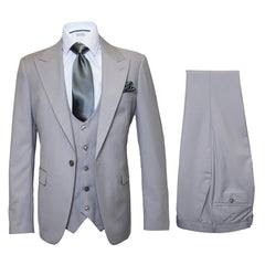 Rossi Man Gray Men's Slim-fit Suit Vested Flat Front Pants