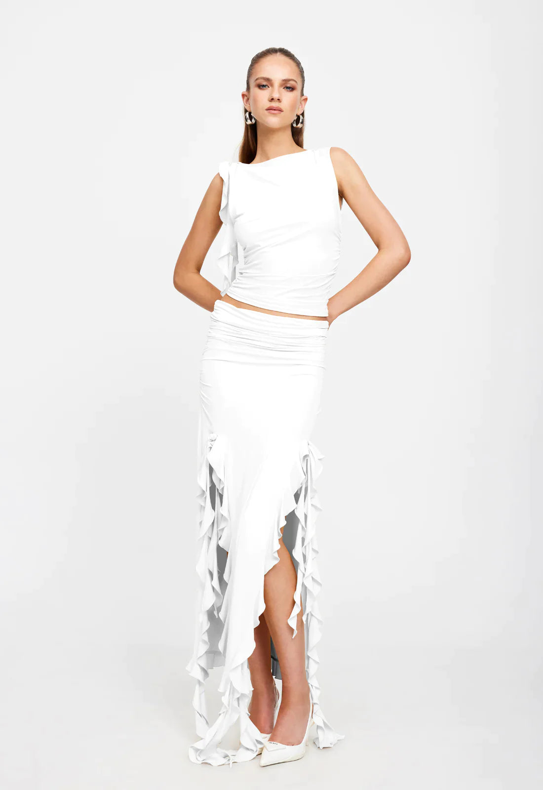 Rendevouz Skirt & Top Set White