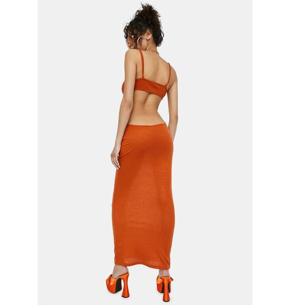 Burnt Orange Cut Out Maxi Dress