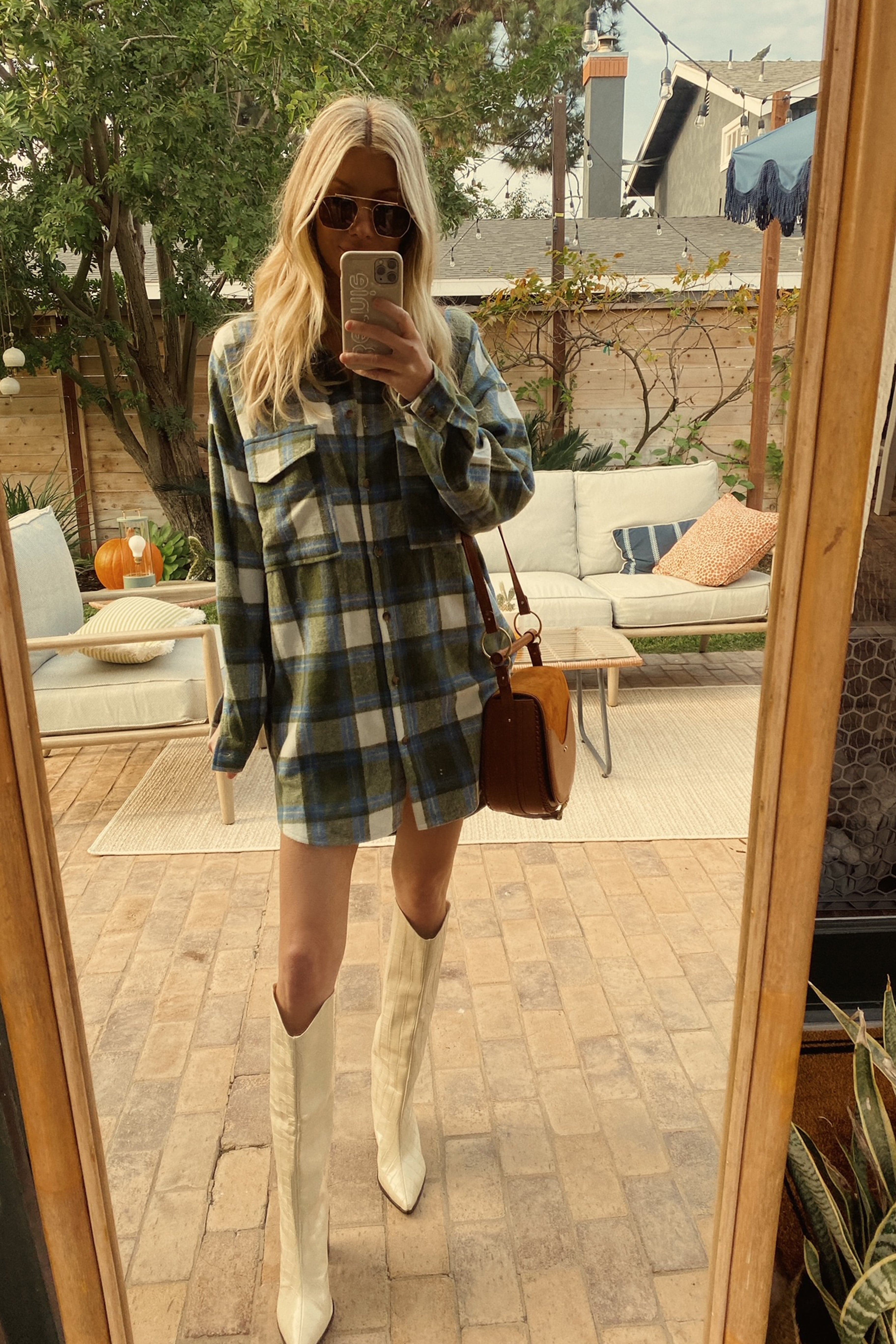 Robbie Green Plaid Mini Dress