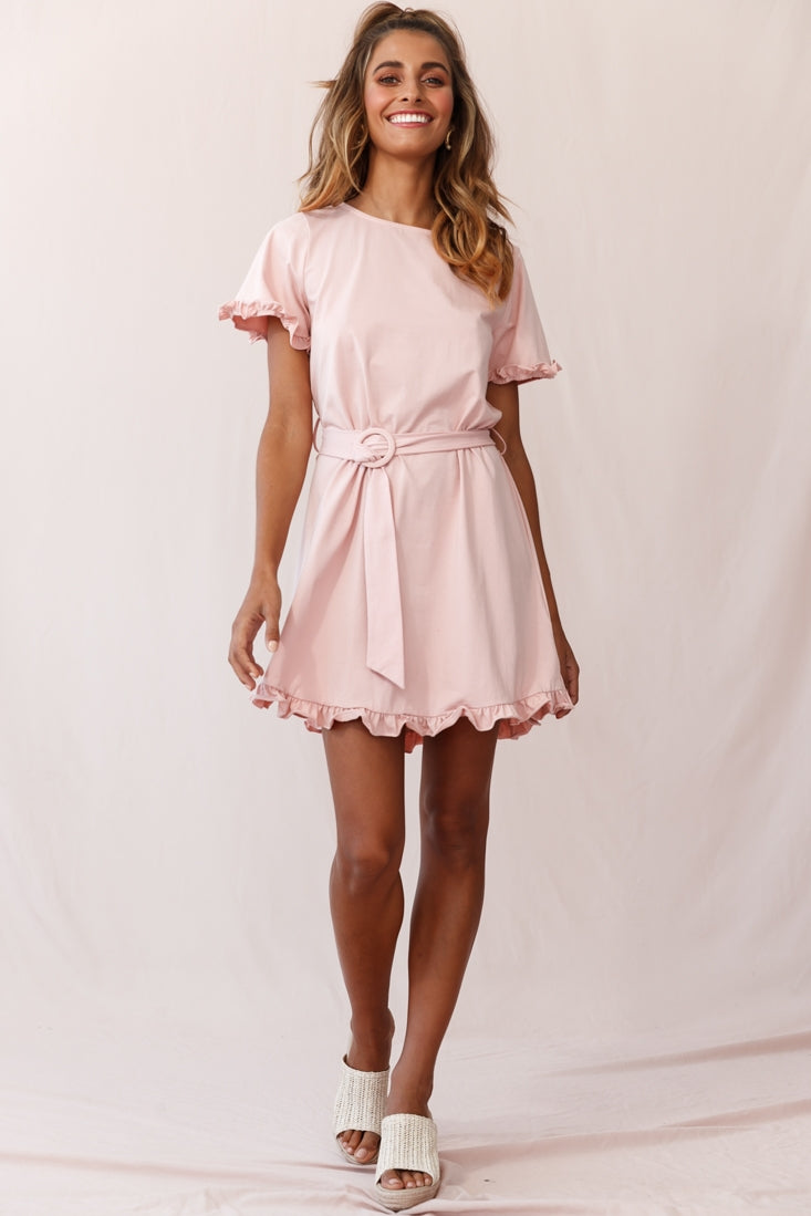 Chelsea Belted T-Shirt Dress Blush