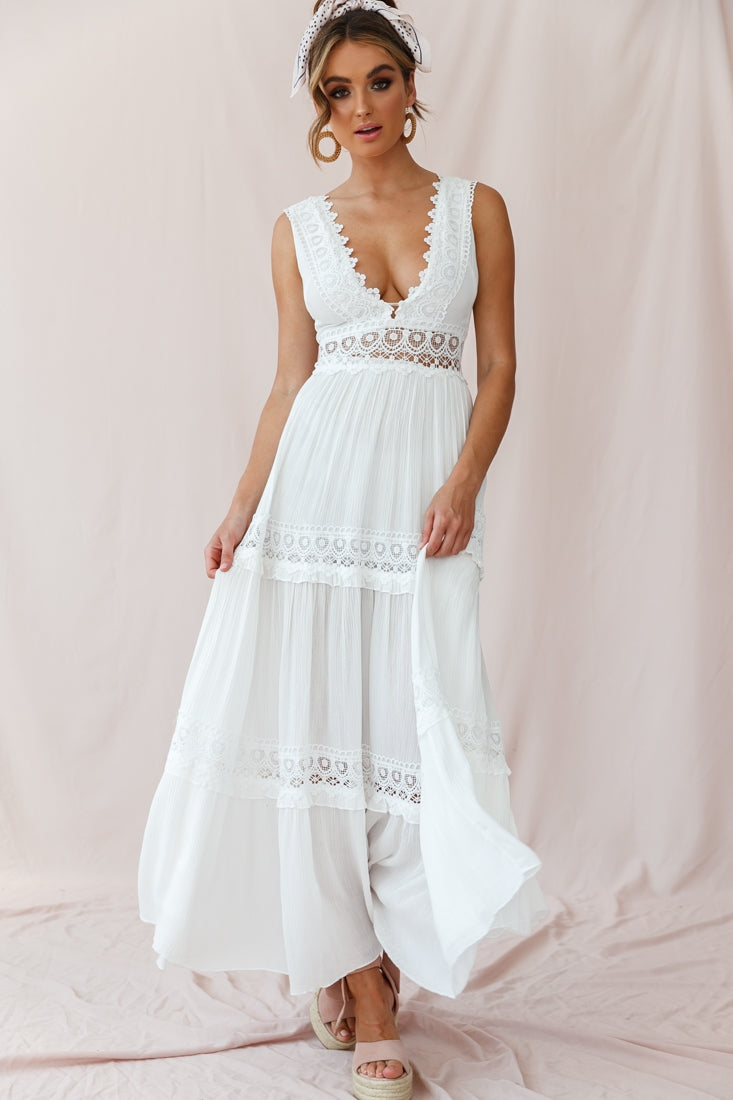 Faith Embroidered Details Maxi Dress Ivory