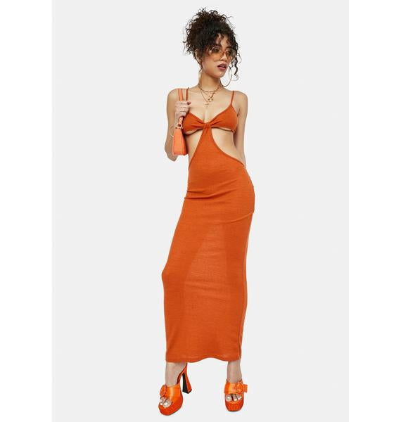 Burnt Orange Cut Out Maxi Dress