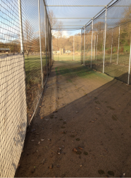 Debris on the non turf practice facility after the flood had subsided