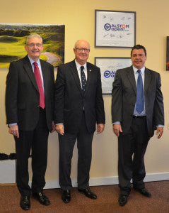 From left to right : Alan Prickett, Managing Director, Ransomes Jacobsen Ltd., Jean Lou Charon, President, French Federation of Golf and Laurent Proupin, General Manager, Ransomes Jacobsen France