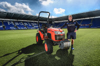 Adam Grantham Grounds Manager at the Madejski Stadium with his Kubota B2530