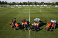 Members of the groundcare team with the Kubota kit at the Hogwood Park training ground