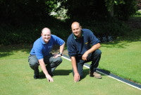 James Stewart of Huxley Golf left with Kevin Whately at Avin