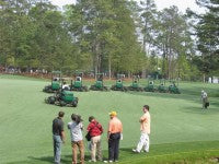Mowing back 13 fairway, with BBC filming (Large).jpg