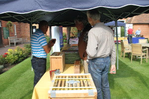 Ed Ainsworth demonstrating his live bee colonies