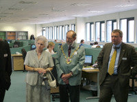 Mayor Mayoress and Dave Withers watch new technology.jpg