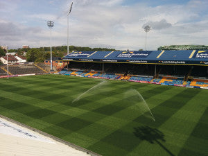 Leeds Rhinos aerial with sprinklers