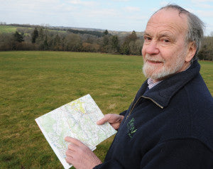 David Marchant MBE looking out over the new Marchantâ€™s Bank at Ardingly