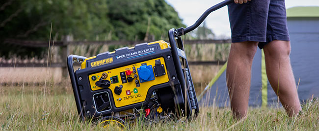 Man walking with a generator