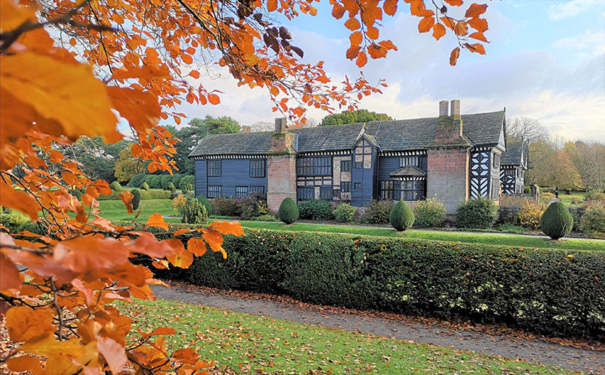 Autumn brings a touch of orange and red to Speke Hall. 