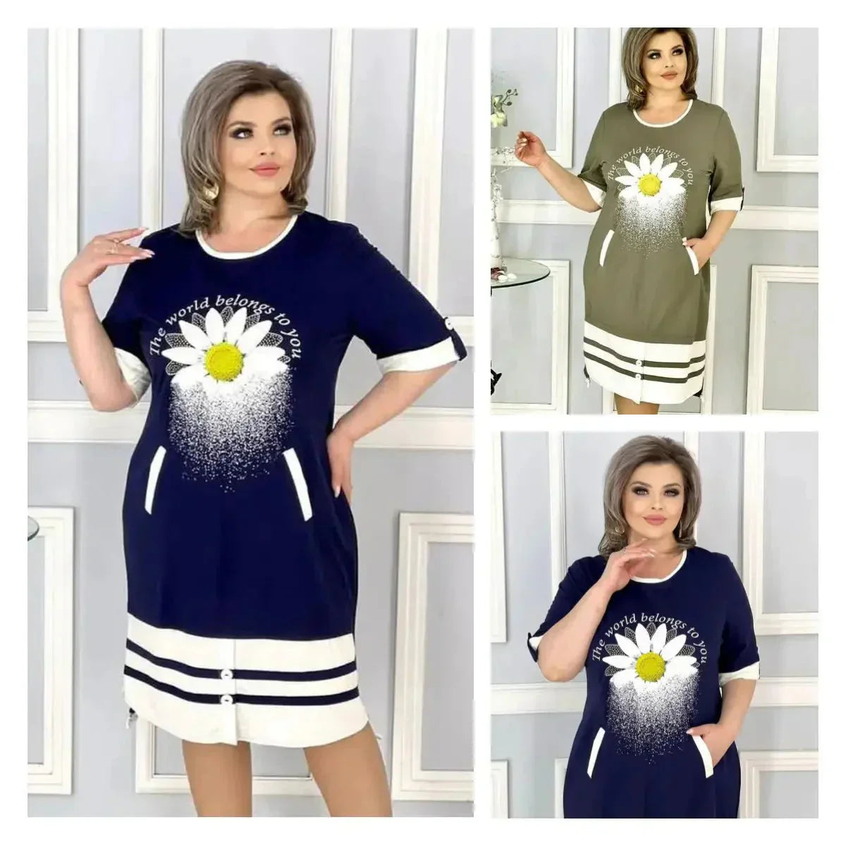 Fashionable Chamomile Pattern Dress