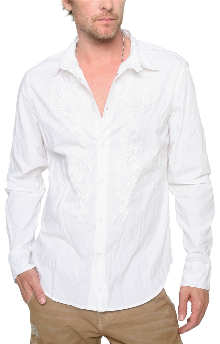 Men's John Richmond - OCCHIELLO Eyelet Accented Shirt in White