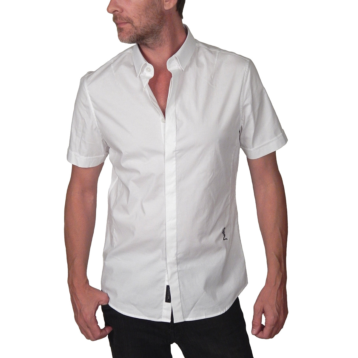 Men's John Richmond - OCCHIELLO Eyelet Accented Shirt in White