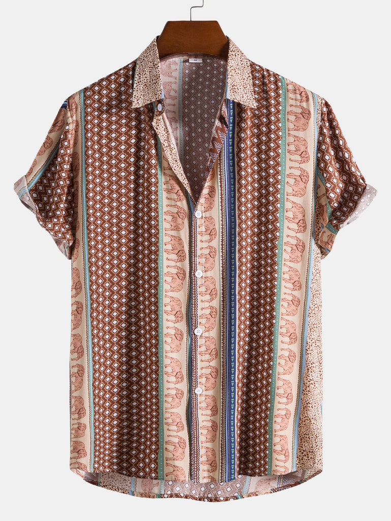 Elephant Geometric Print Shirt – HOOOYI