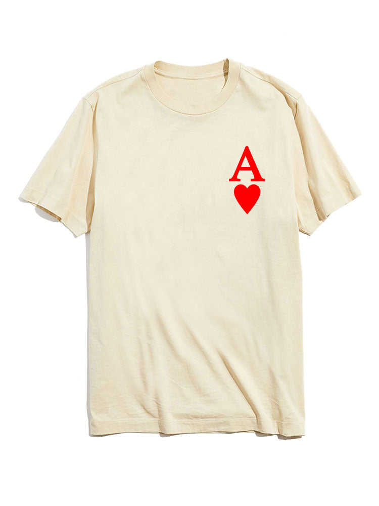 Poker Hearts Grafik Rundhals T-Shirts