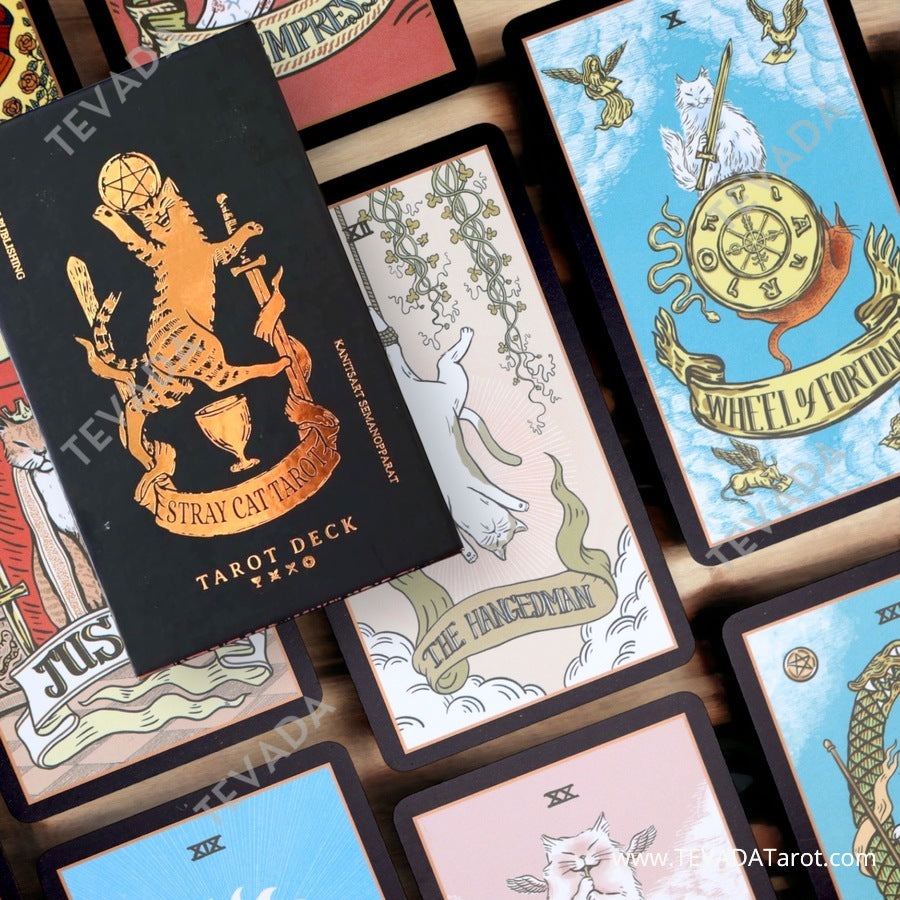 The Stray Cat Tarot Black Edition is the cat's meow of tarot decks! Featuring enchanting cat-themed illustrations, easy-to-use design, black edging, and a magical twist on the classic Rider Waite deck, this deck is sure to delight tarot enthusiasts and cat lovers alike