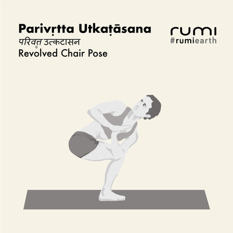 PARIVṚTTA UTKAṬĀSANA (回転椅子のポーズ)