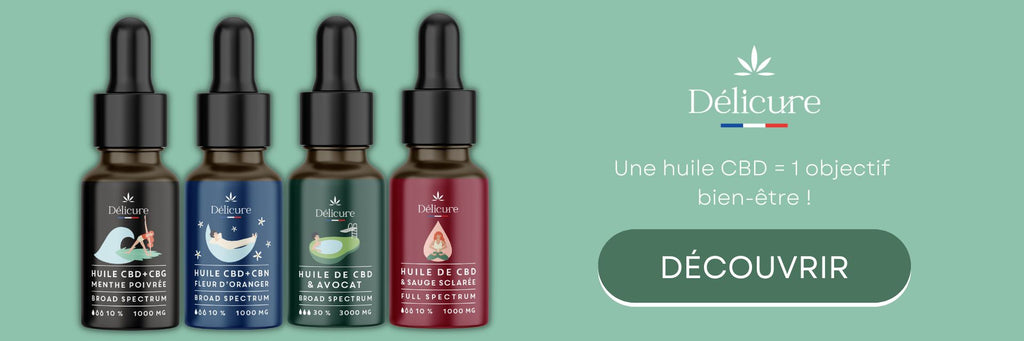 les huiles de cbd de la marque delicure agissent sur le stress, l'anxiété, le sommeil, les douleurs. Chaque huile de CBD a été confectionnée pour agir sur un champs d'action précis.