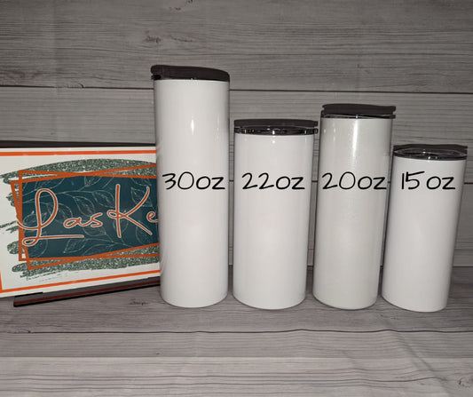 12oz, 15oz, 20oz, 22oz, 30oz Glossy Blank Sublimation Tumblers – LasKe Co.