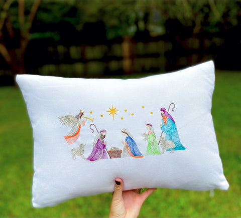 nativity scene christmas pillow