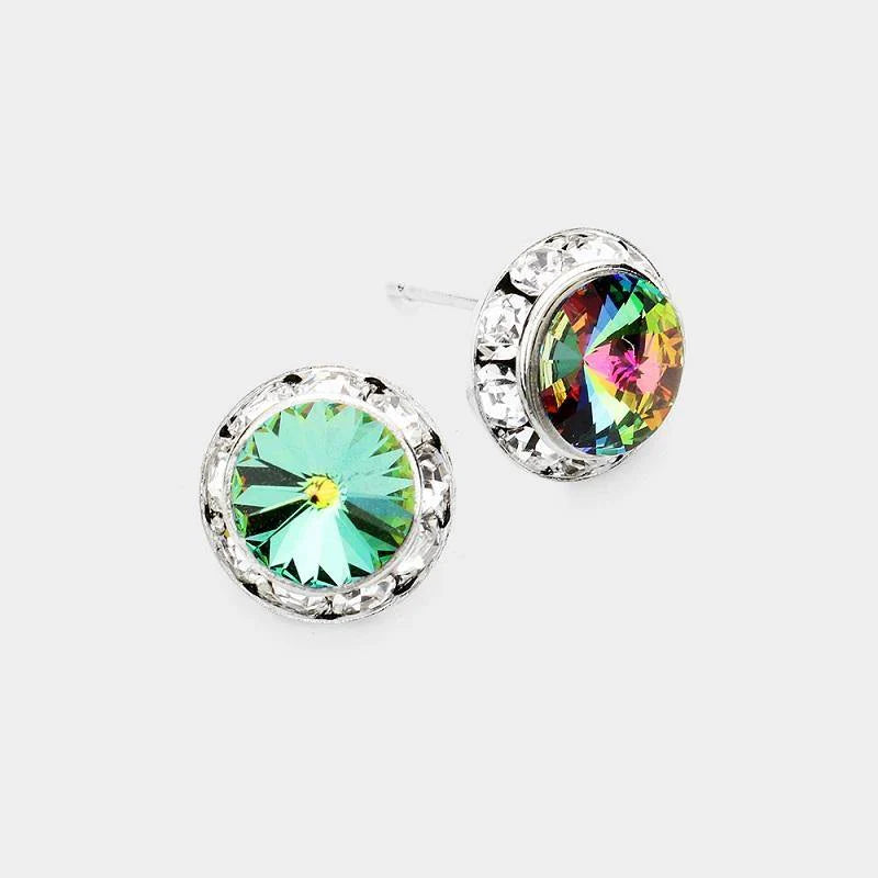 5.25.25 Earring button w stone rhinestone circle