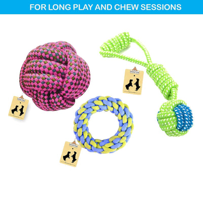 Goofy Tails Cotton Rope Toys Combo For Dogs and Puppies  (Multicolor) (Pack of 5) (7168180158614)
