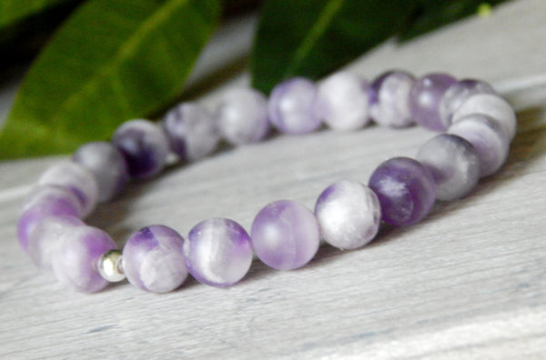 Genuine Natural Purple Amethyst Beaded Bracelet – www.