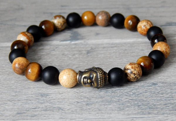 Mens Gemstone and Buddha Bracelet | by StoneRiverJewelry – Blue Stone River