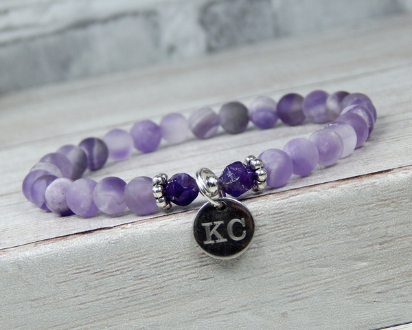 Genuine Natural Purple Amethyst Beaded Bracelet – www.