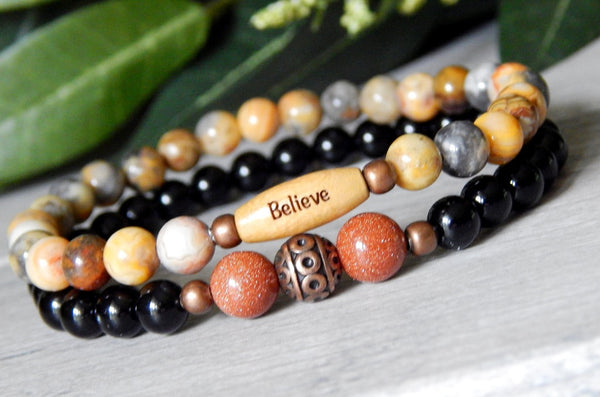 Believe Inspirational Beaded Bracelet | Stone River Jewelry – Blue ...