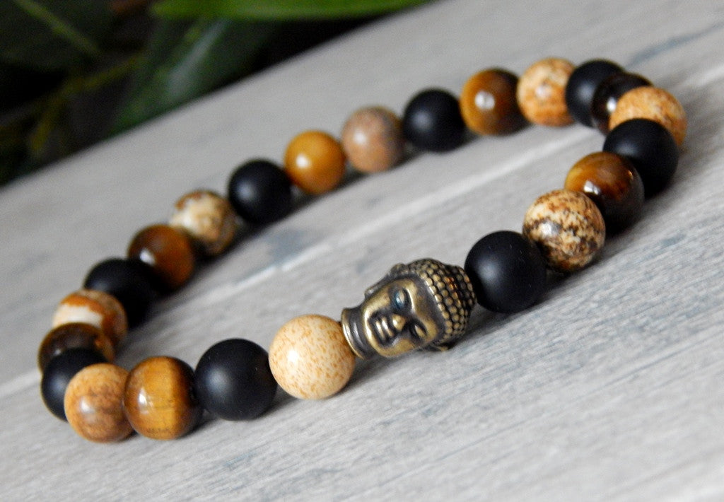 Mens Gemstone and Buddha Bracelet | by StoneRiverJewelry – Blue Stone River