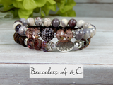 Set of 3 Purple Bracelets - Boho Bracelet Set - Stacked Beaded Bracelets