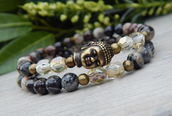 Mens Buddha Bracelet - Buddhist Jewelry - Tiger Eye Bracelet for Men