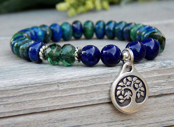 Blue and Green Gemstone Beaded Bracelet | by StoneRiverJewelry – Blue ...