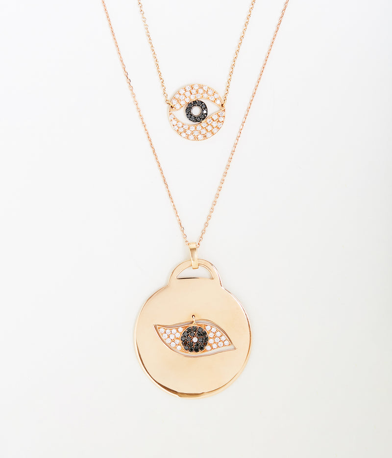 Evil Eye rose gold and diamond necklace