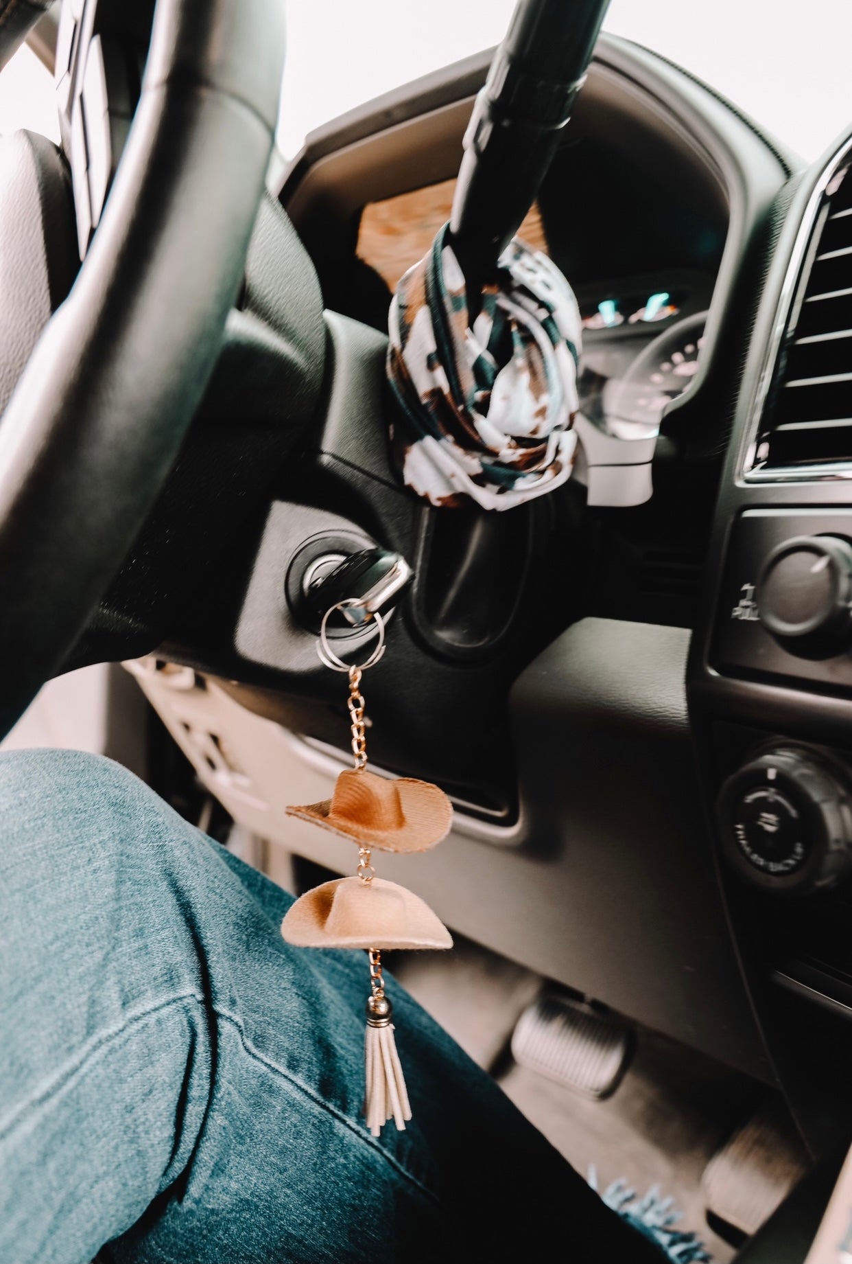 Black & Stone Cowboy Hat Rearview Mirror Charm - Front Porch Wholesale