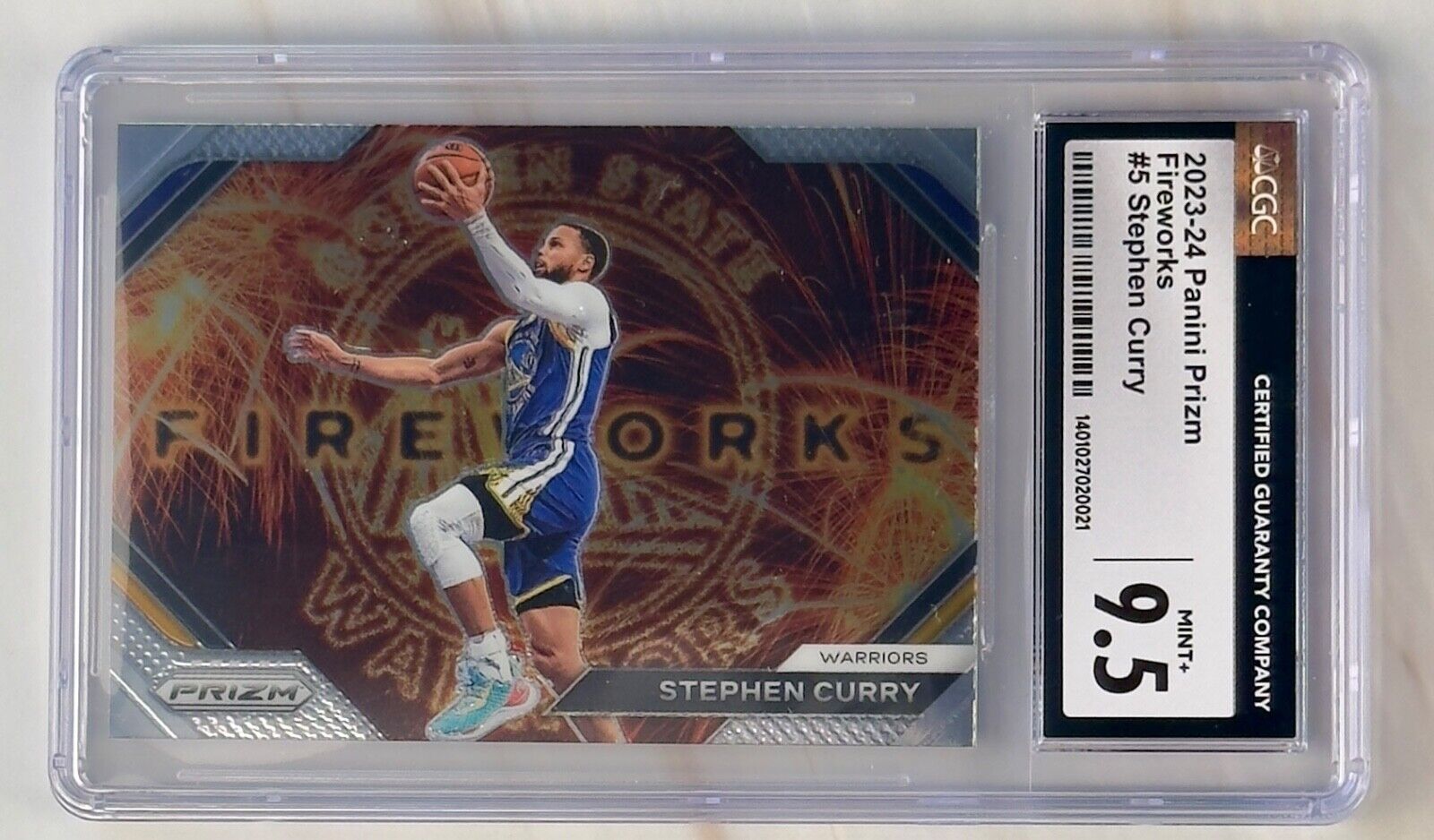 2023-24 Panini Prizm Fireworks Stephen Curry CGC 9.5 MINT+