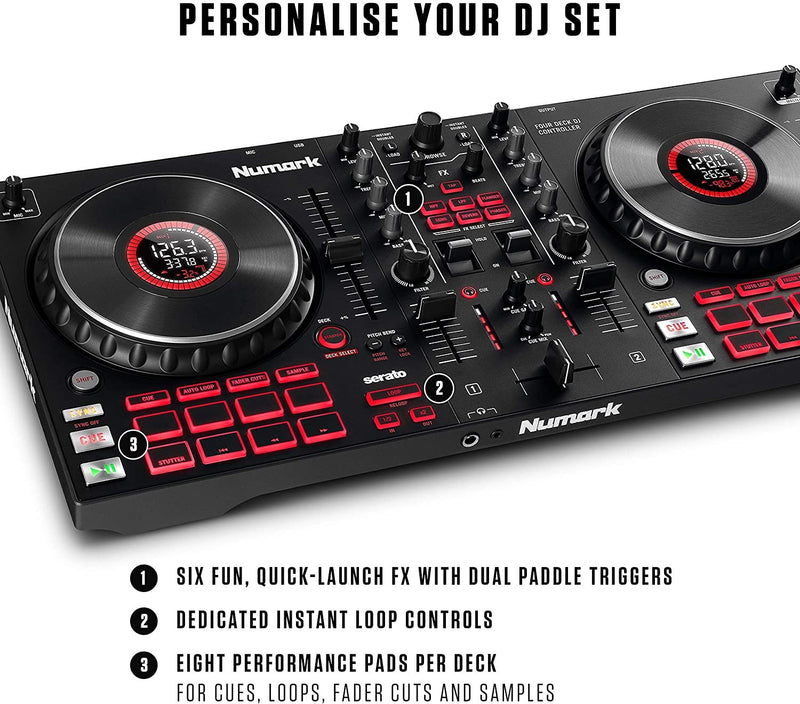 Numark Mixtrack Platinum FX - DJ Controller For Serato DJ with 4