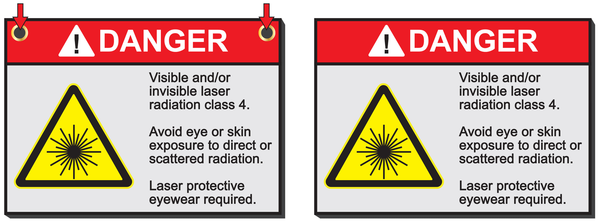 Laser Safety Sign with Grommets